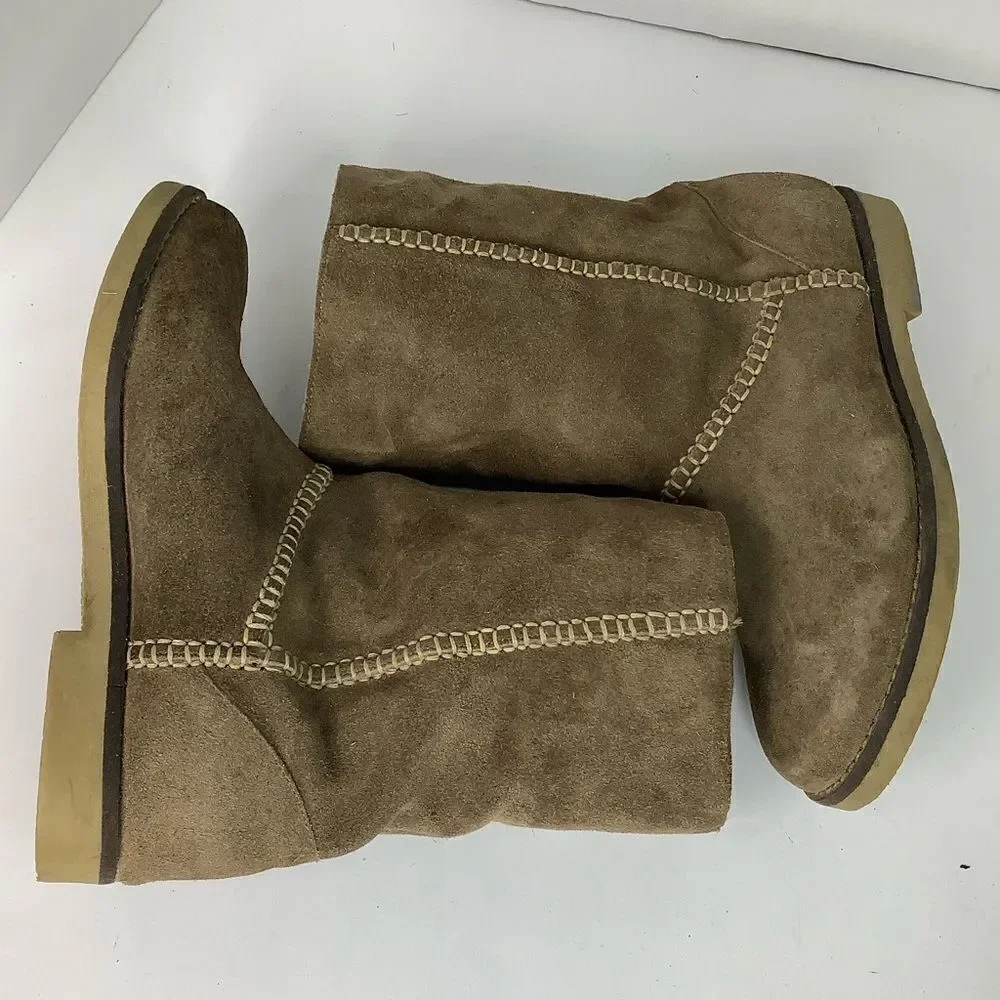 Coolway Azalea Brown Suede Fleece Lined Winter Women Mid Calf Boots Sz 38/US 7.5